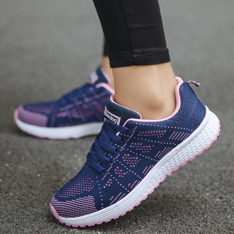 Women's Mesh Lace-Up Sneakers | Lightweight Casual Sports Shoes