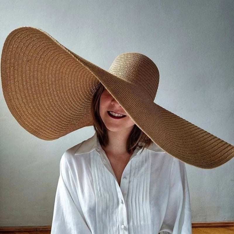 Oversized Wide Brim Foldable Straw Sun Hat