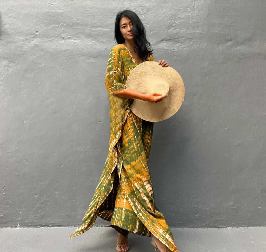 Bohemian Striped Beach Dress | Printed Kaftan Swimsuit Cover Up for Women