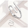 Geometric Open Bracelet & Ring Set | 2pc Stainless Steel Jewelry