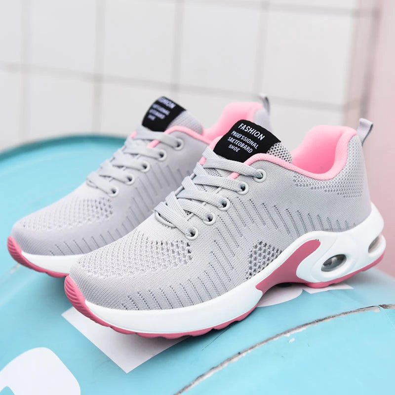 Women's Lightweight Knit Sneakers | Non-Slip Casual Lace-Up Shoes
