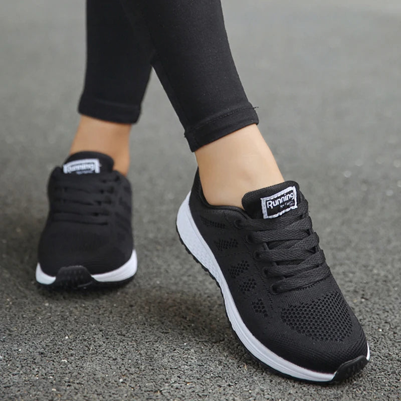 Women's Mesh Lace-Up Sneakers | Lightweight Casual Sports Shoes