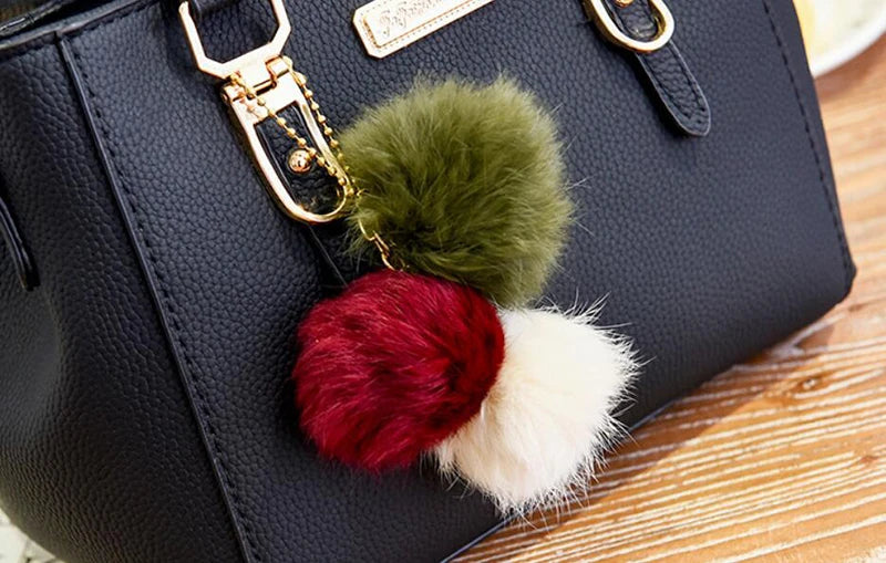 Vintage PU Leather Handbag | Plush Tassel Boston Shoulder Crossbody Bag