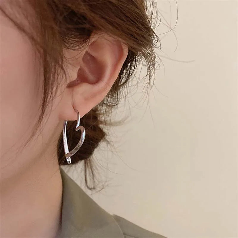 Punk Gothic Hollow Heart Hoop Earrings | Metal Cross Drop Earrings for Women
