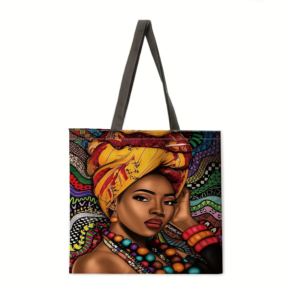 African Women Printed Shoulder Bag | Beach Bag & Grocery Handbag
