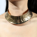 African Gold Punk Collar Choker Necklace | Exaggerated Metal Statement Necklace for Women