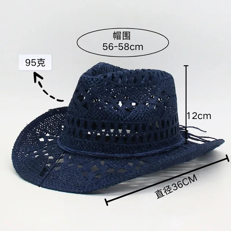 Handwoven Straw Western Cowboy Hat