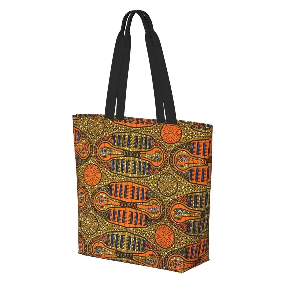 African Ankara Print Canvas Tote Bag | Washable Bohemian Shoulder Shopper