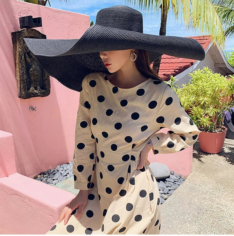 Oversized Wide Brim Foldable Straw Sun Hat