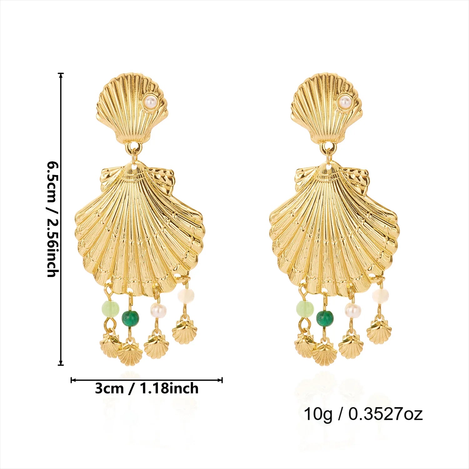 Boho Sea Star & Shell Gold Drop Earrings | Summer Holiday Earrings for Women