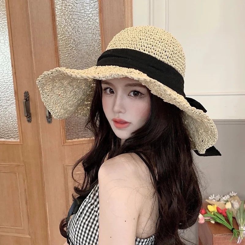 Foldable Big Brim Straw Panama Sun Hat