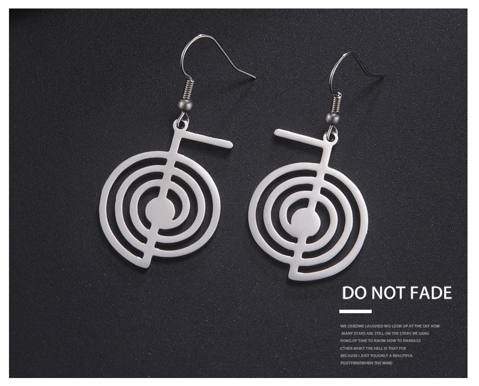Geometric Spiral Symbol Stainless Steel Earrings | Yoga Power Drop Earrings for Women