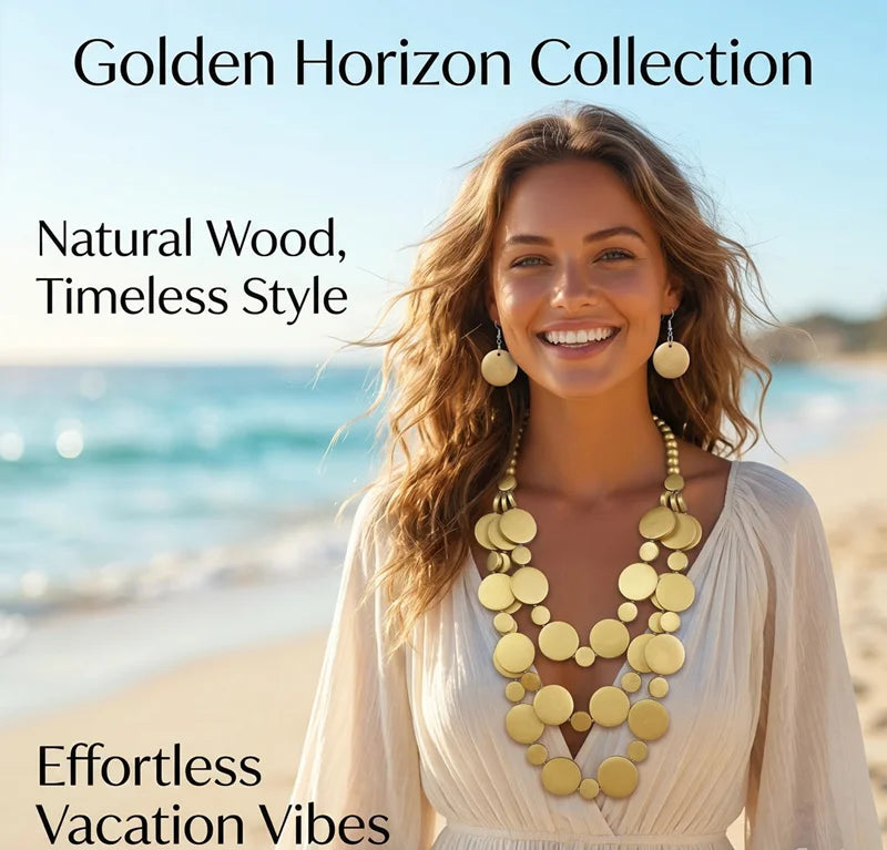 Bohemian Beaded Jewelry Set | Multilayer Necklace & Earrings