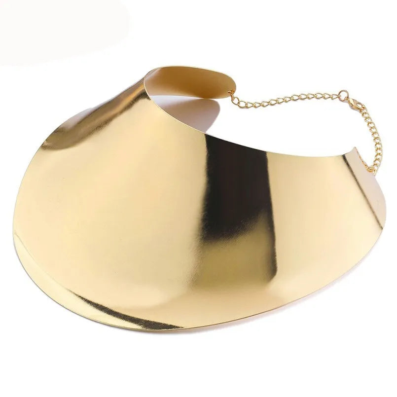 African Gold Punk Collar Choker Necklace | Exaggerated Metal Statement Necklace for Women