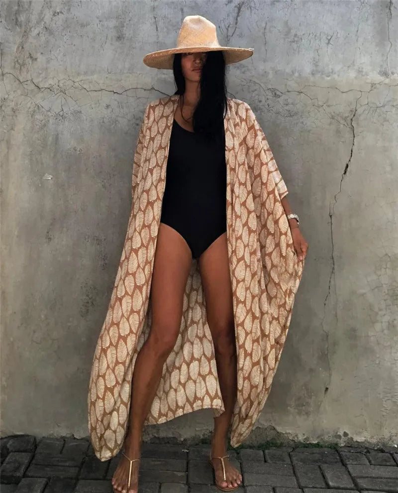 Kimono Beach Cover-Up | Boho Open Front Swimsuit Cover Up for Women