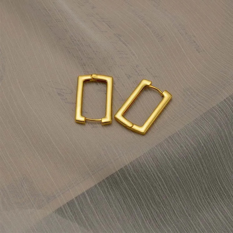 Metal Square Geometric Hoop Earrings | Gold & Silver Trendy Jewelry for Women