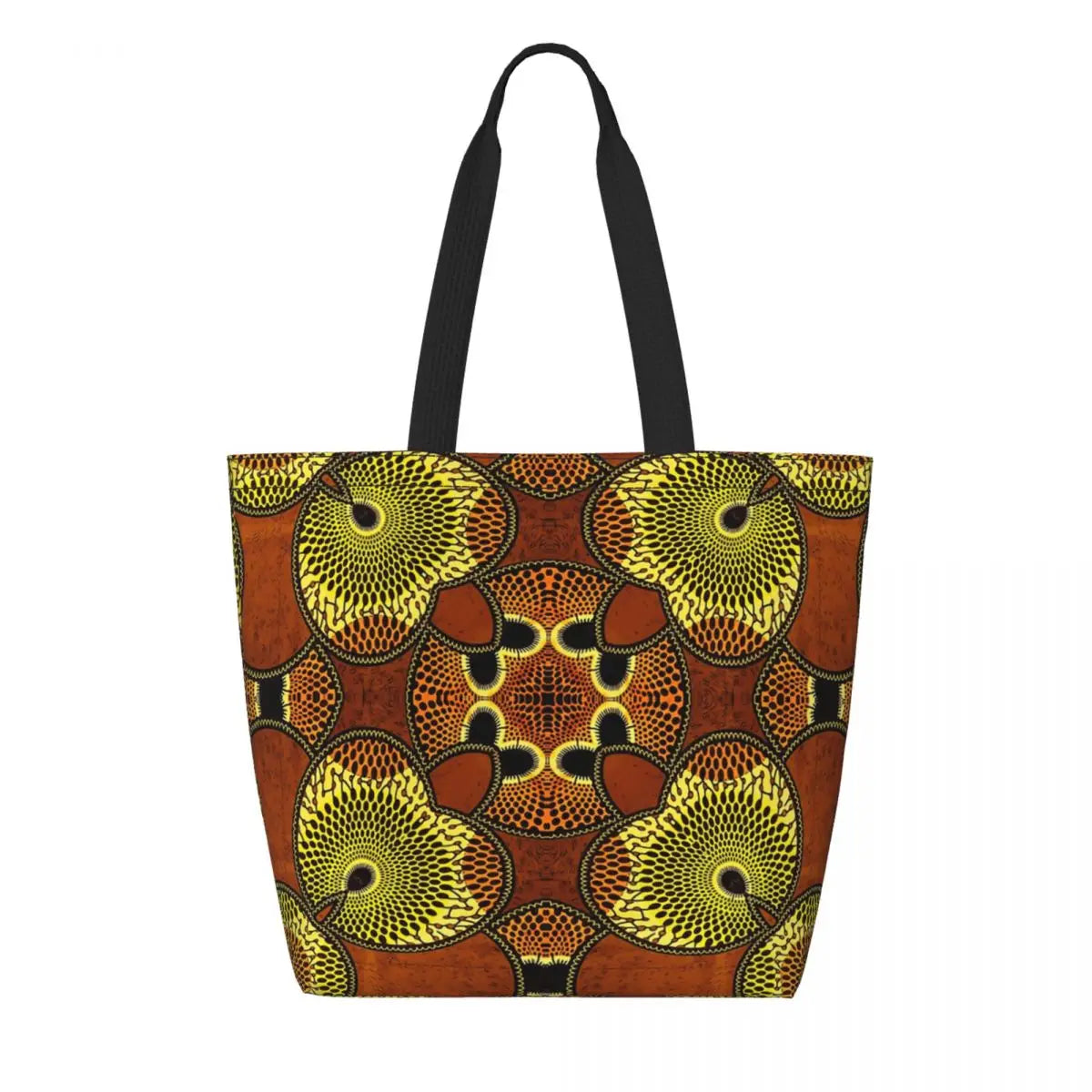 African Ankara Print Canvas Tote Bag | Washable Bohemian Shoulder Shopper
