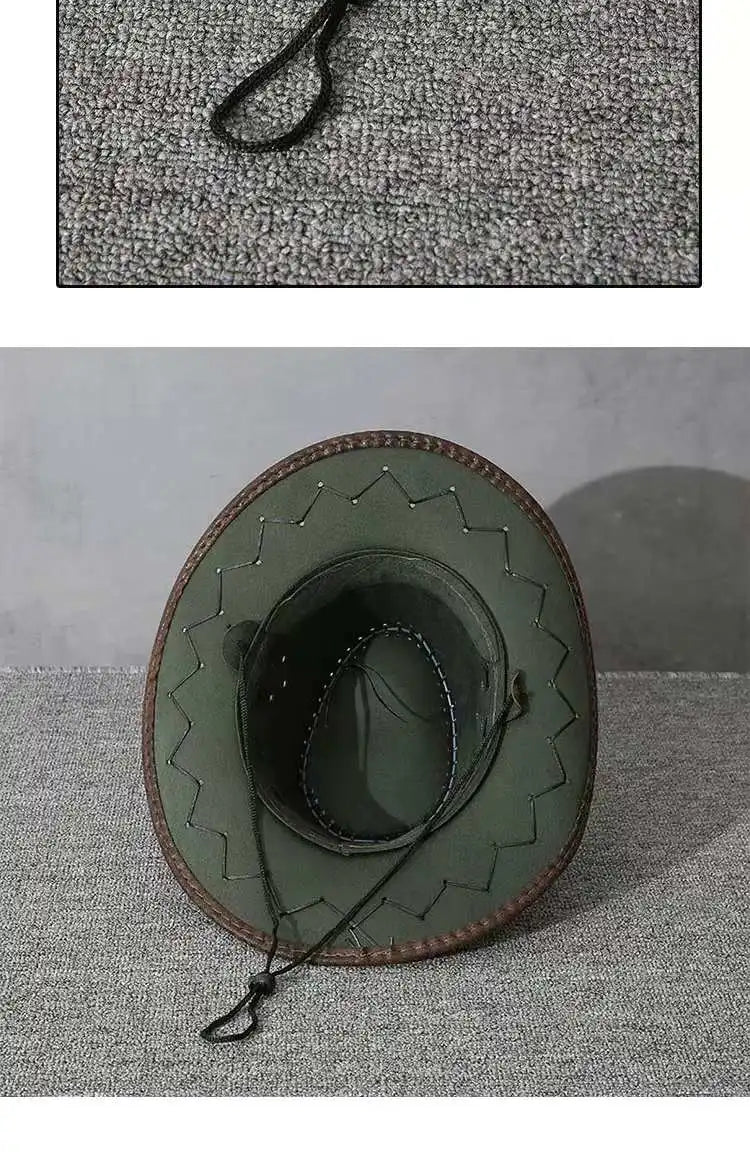Vintage Faux Leather Western Cowboy Hat