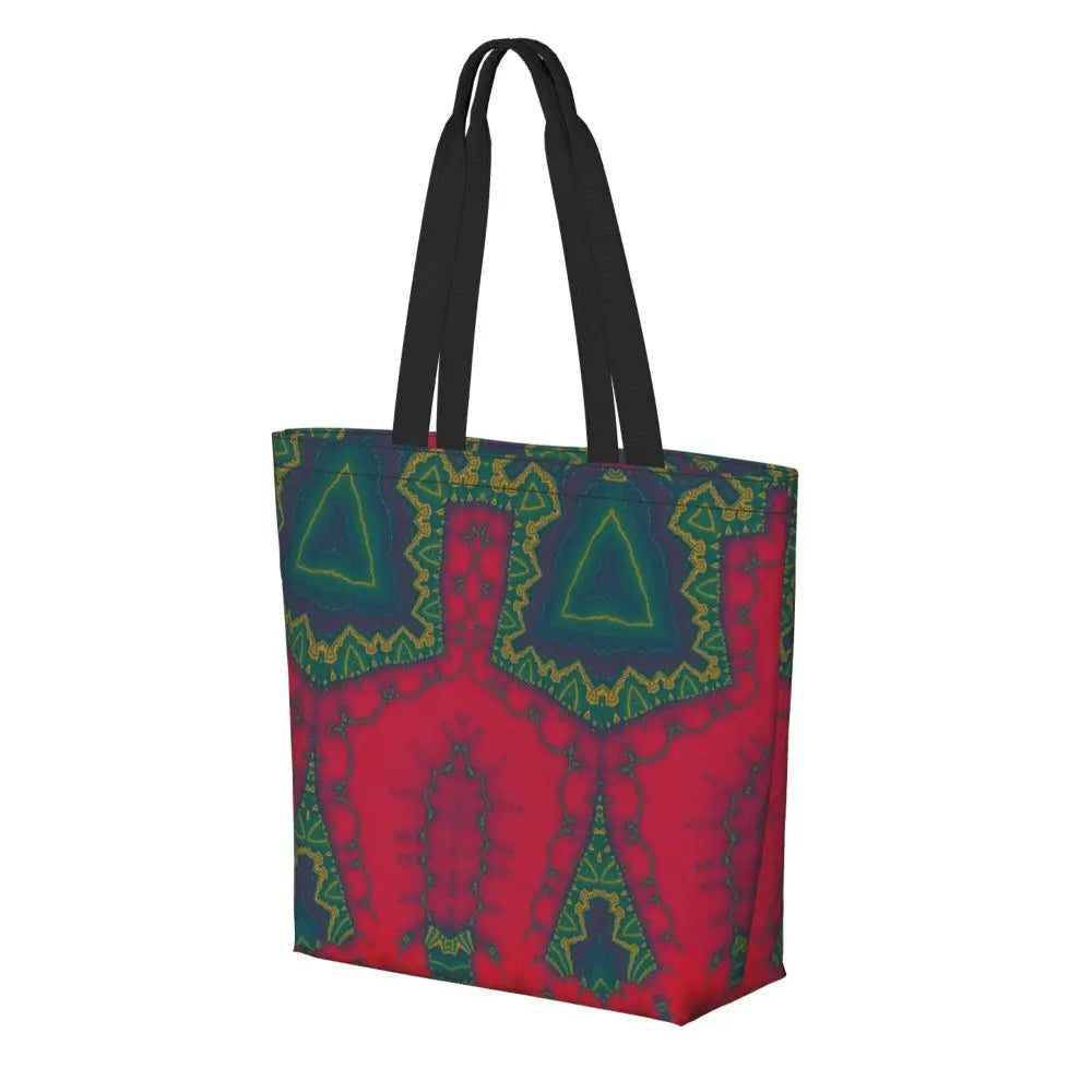 African Ankara Print Canvas Tote Bag | Washable Bohemian Shoulder Shopper