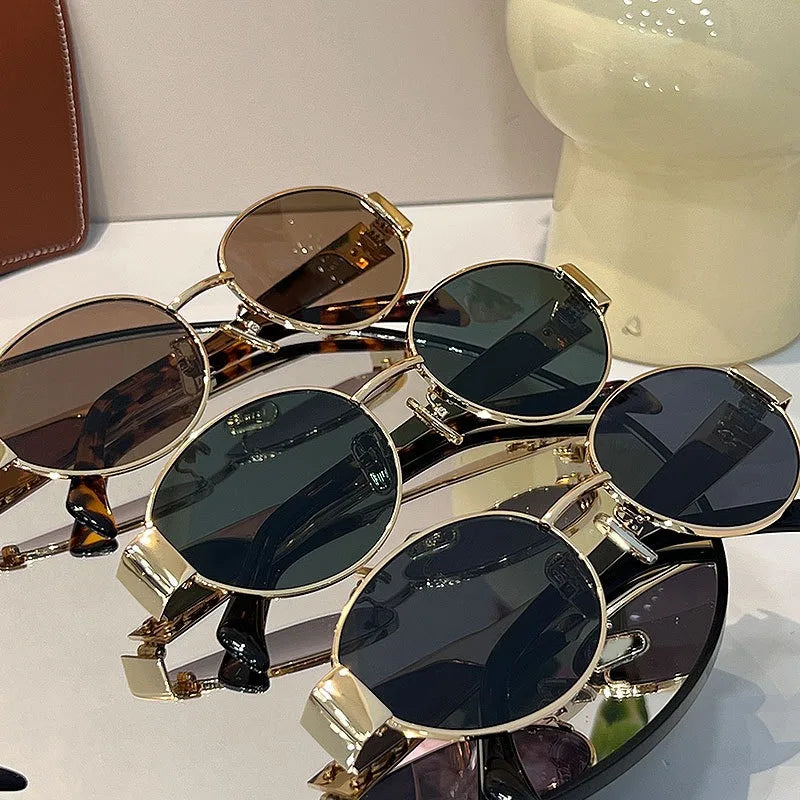 Trendy Oval Sunglasses | Metal Frame UV400 Shades for Women