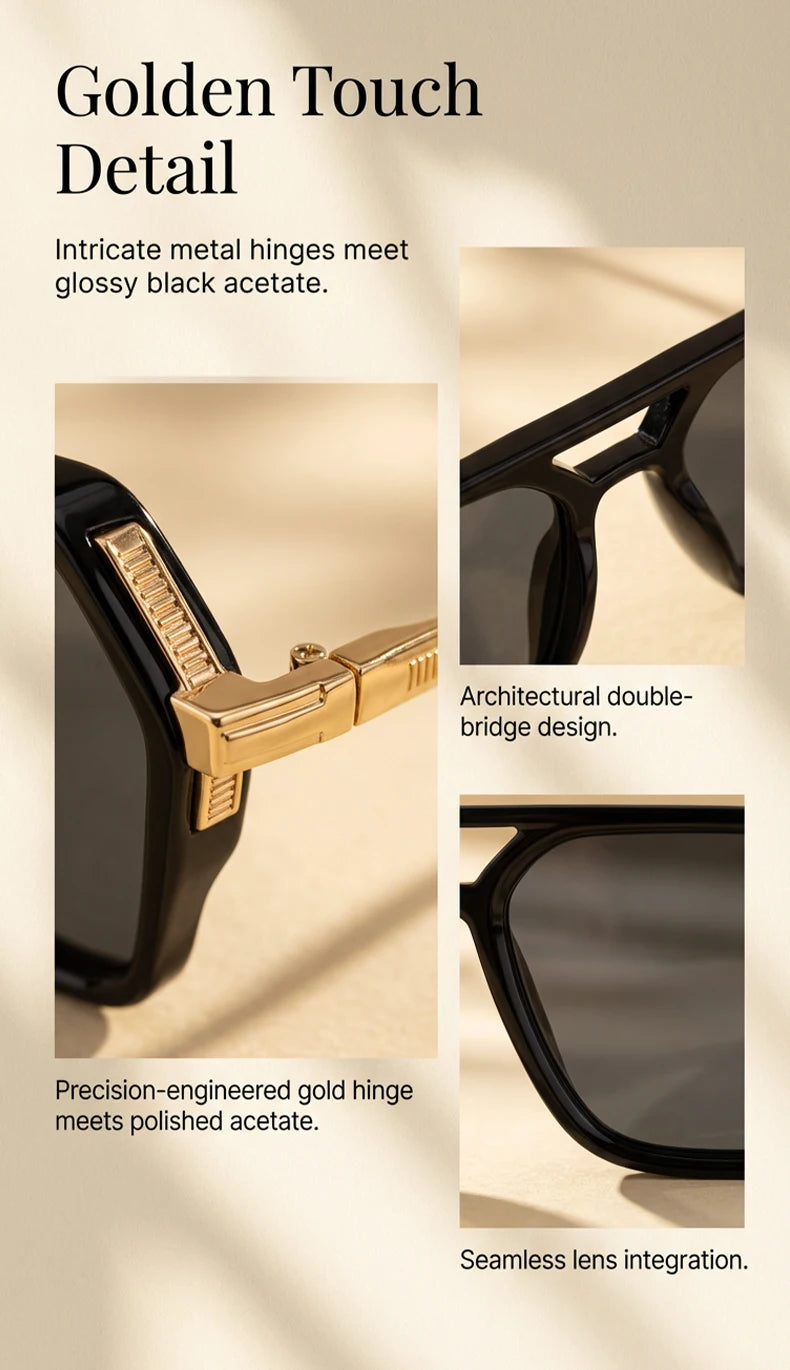 Vintage Steampunk Double Bridge Sunglasses | Polarized & Classic Shades for Women
