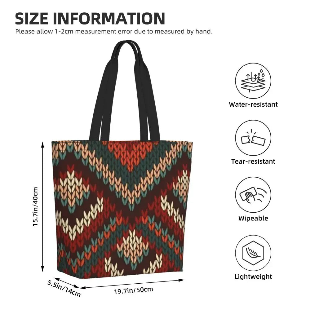 African Ankara Print Canvas Tote Bag | Washable Bohemian Shoulder Shopper