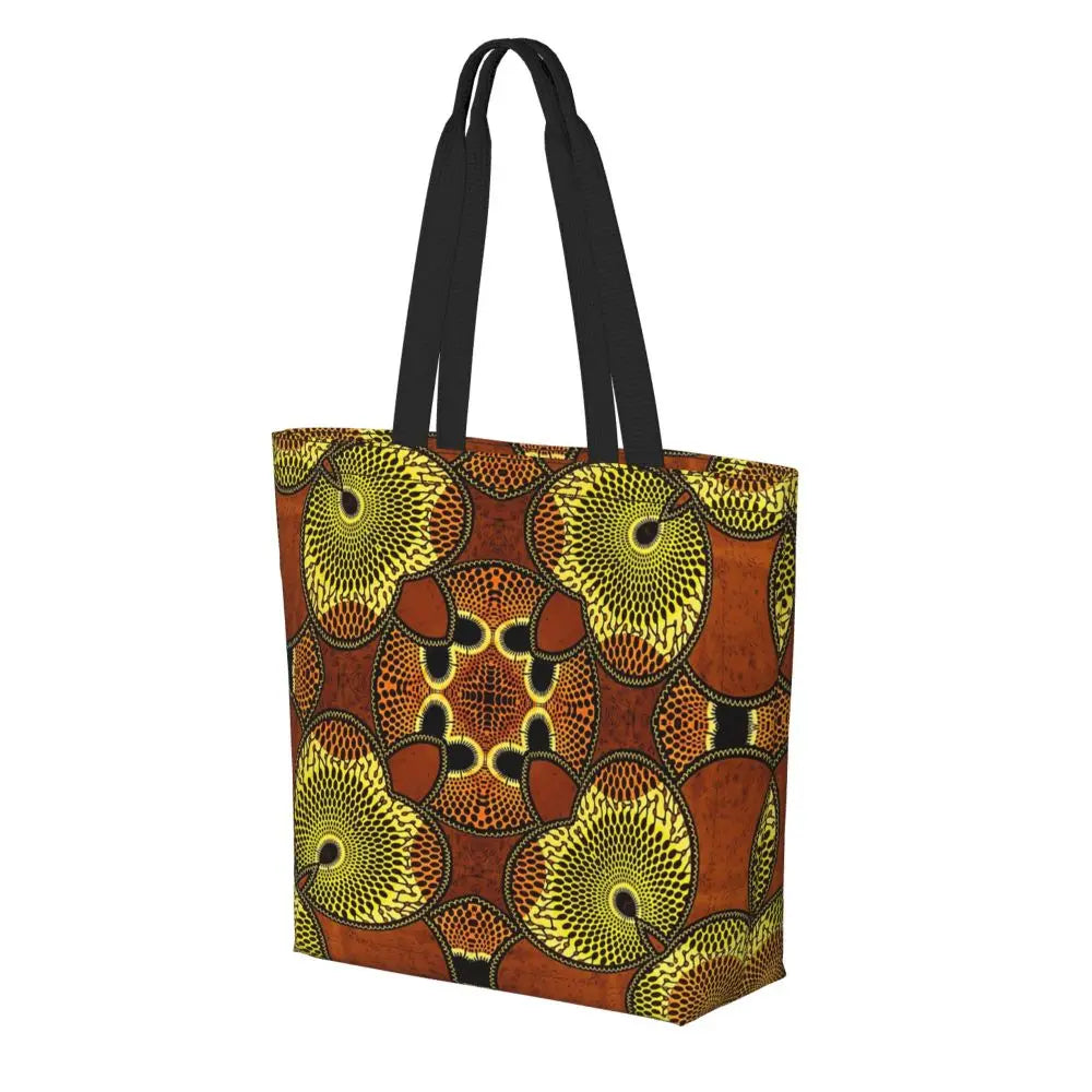 African Ankara Print Canvas Tote Bag | Washable Bohemian Shoulder Shopper