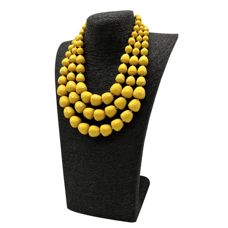 African Beads Statement Necklace | Multilayer Big Beads Necklace