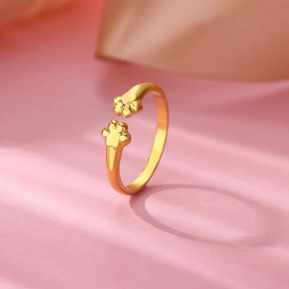 Zircon Geometric Ring Collection | 18K Gold-Plated Adjustable Stainless Steel Rings for Women