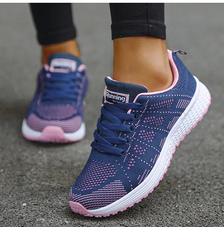 Women's Mesh Lace-Up Sneakers | Lightweight Casual Sports Shoes