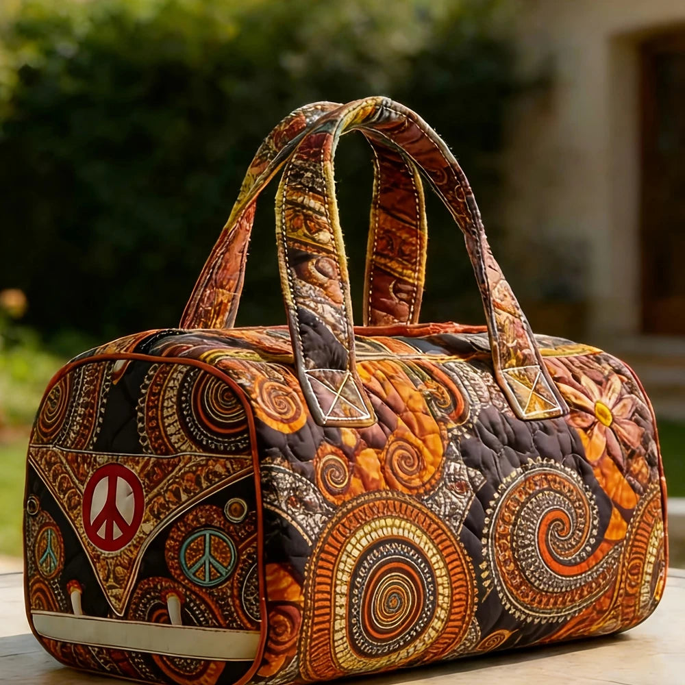 African Tribal Print Quilted Duffle Bag | Boho Weekender Travel Tote