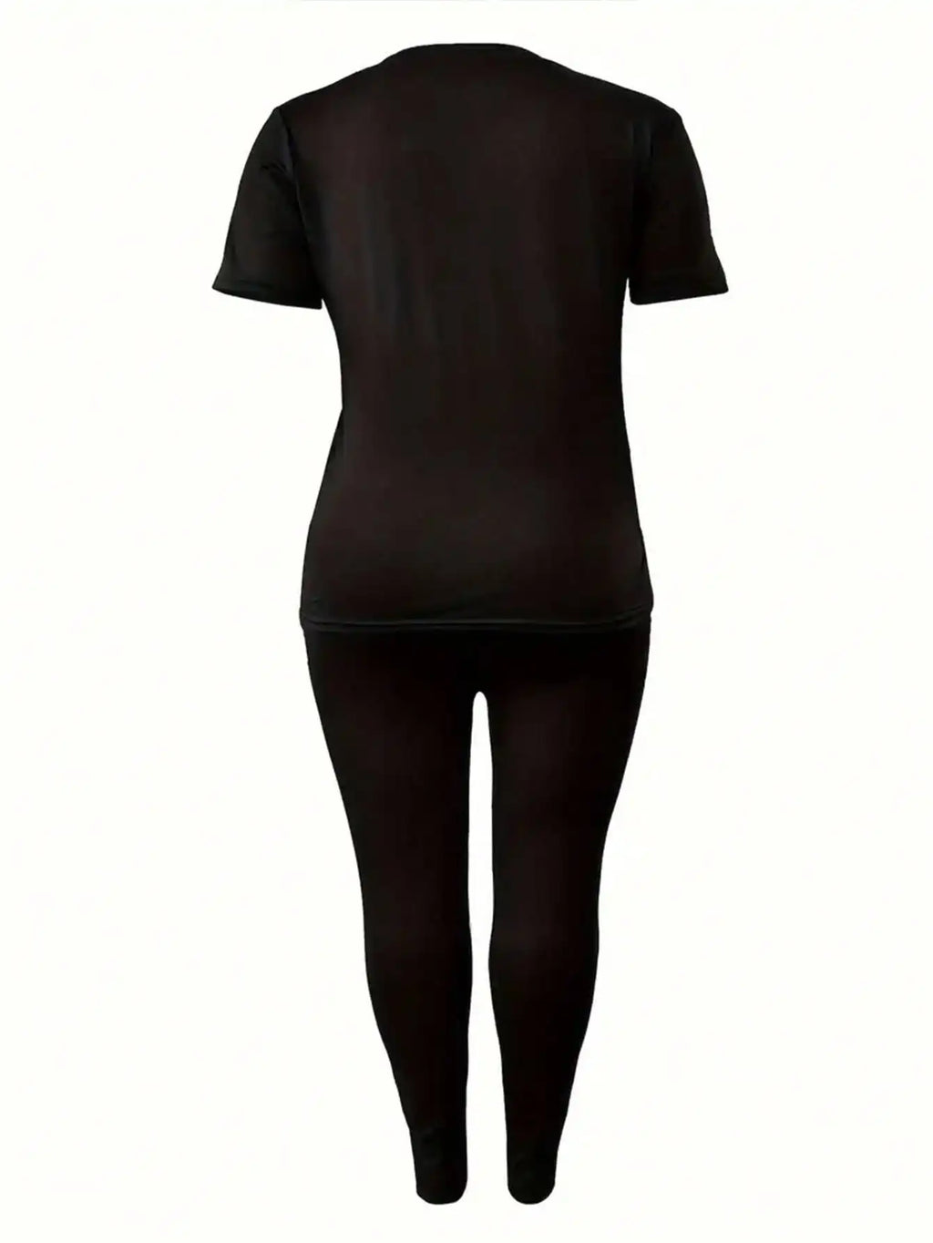 Letter Print T-Shirt & Pants Two-Piece Set