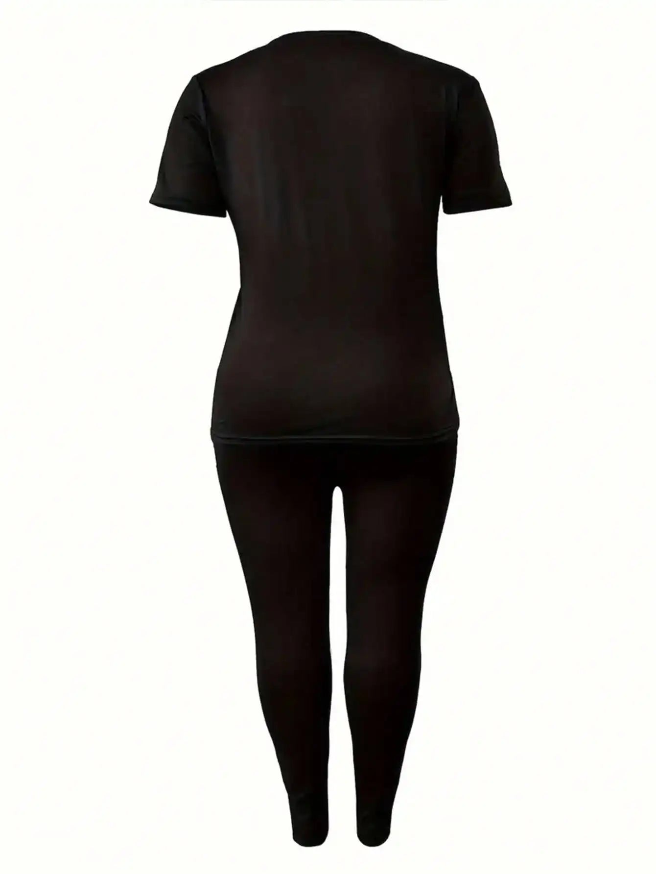 Letter Print T-Shirt & Pants Two-Piece Set