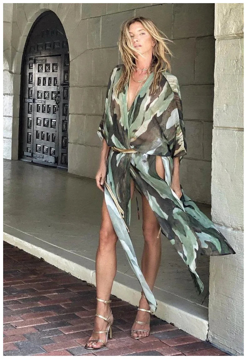 Tie Dye Open Front Beach Cover-Up Dress | Flowy Maxi Swimsuit Cover Up for Women