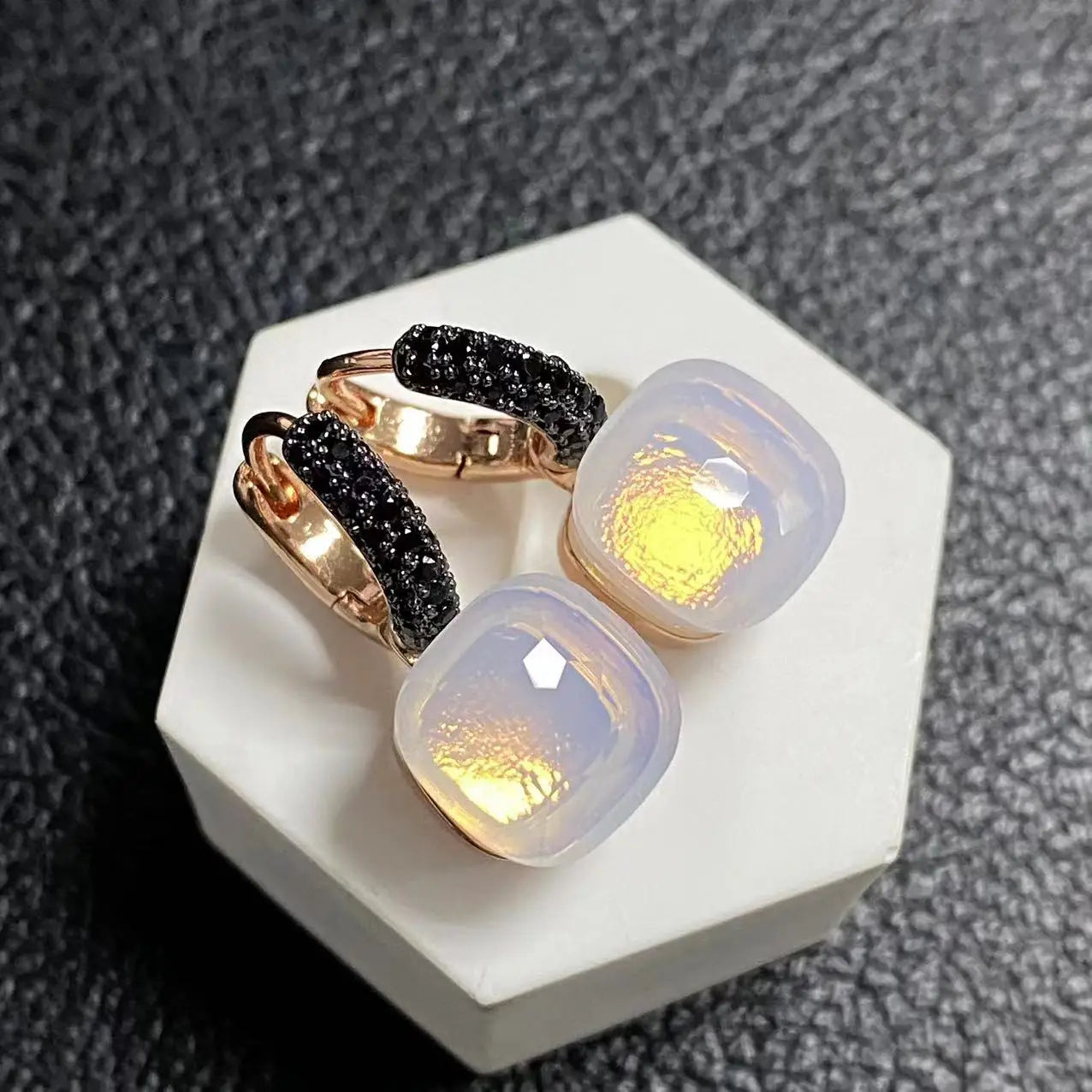 10.6mm Crystal Drop Earrings | Candy Square Stone Jewelry Gift for Women