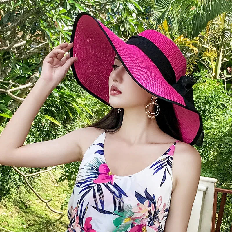 Foldable Straw Visor Panama Hat