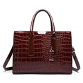 Crocodile-Embossed Structured Tote Bag | Large Capacity Shoulder Bag for Women
