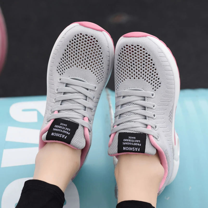 Women's Lightweight Knit Sneakers | Non-Slip Casual Lace-Up Shoes