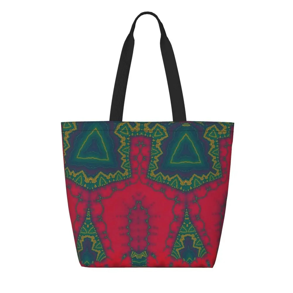 African Ankara Print Canvas Tote Bag | Washable Bohemian Shoulder Shopper