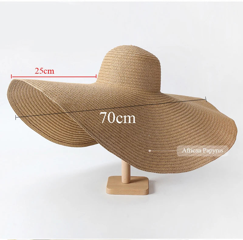 Oversized Wide Brim Foldable Straw Sun Hat