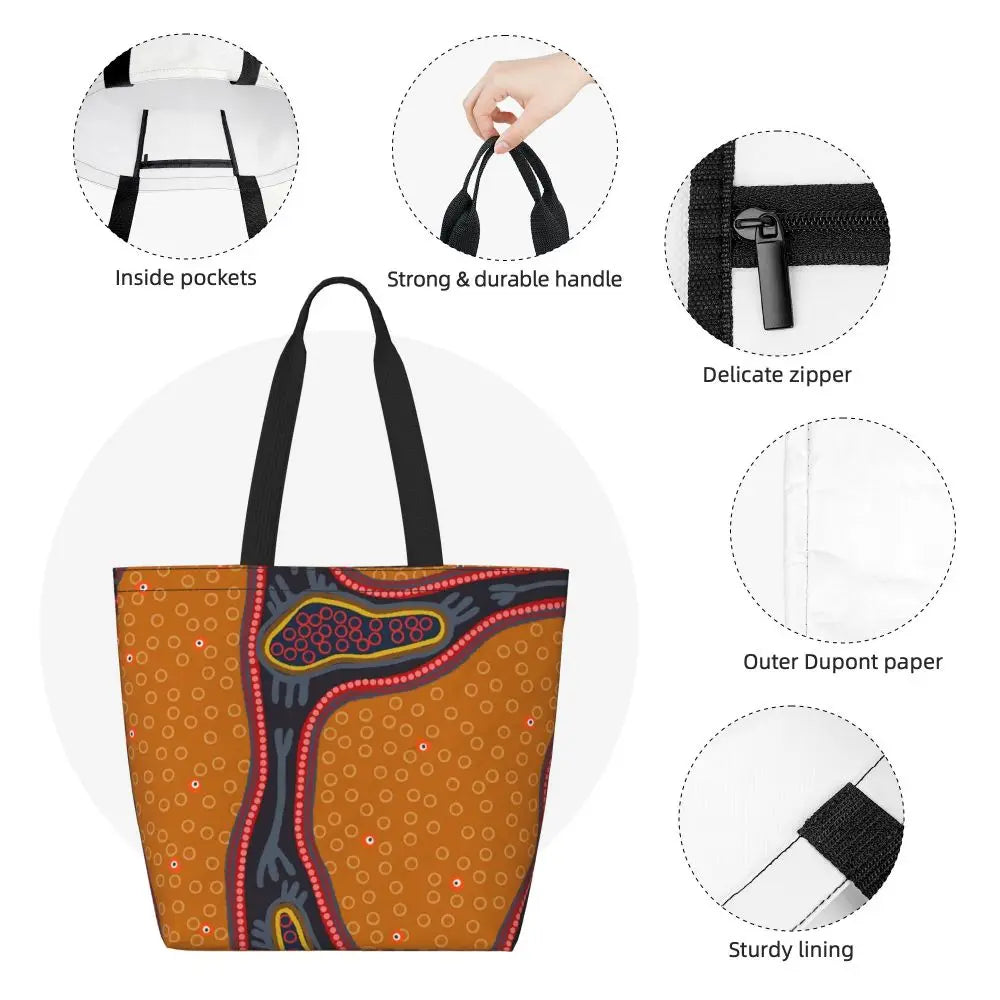 African Ankara Print Canvas Tote Bag | Washable Bohemian Shoulder Shopper