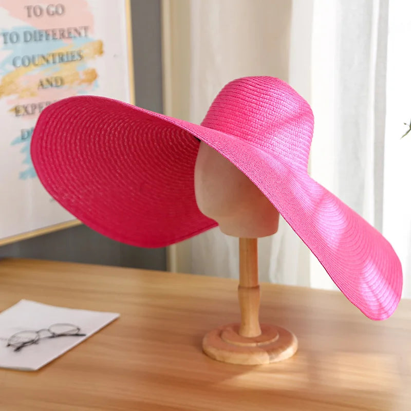 Oversized Wide Brim Foldable Straw Sun Hat