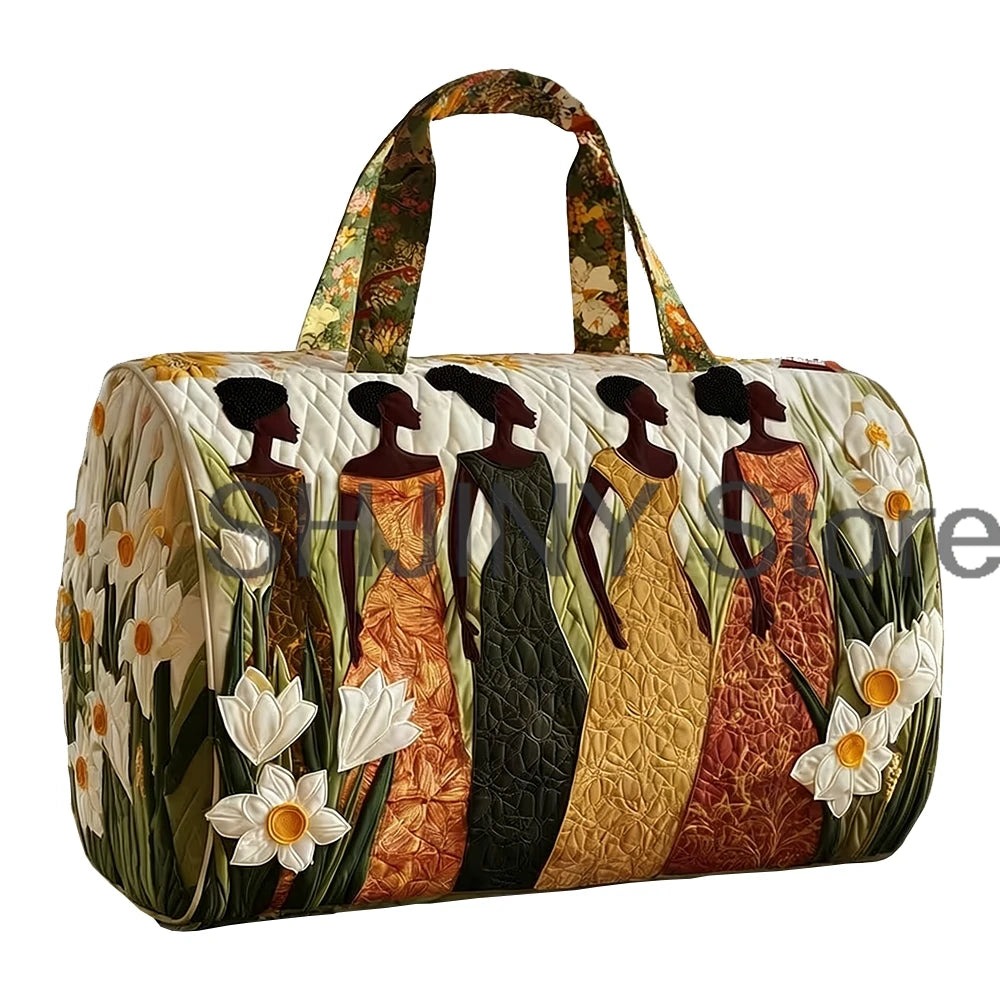 African American Women's Quilted Duffle Bag | Weekender Travel Tote
