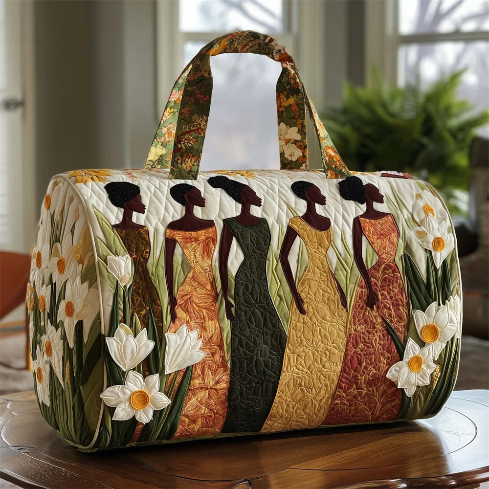African American Women's Quilted Duffle Bag | Weekender Travel Tote