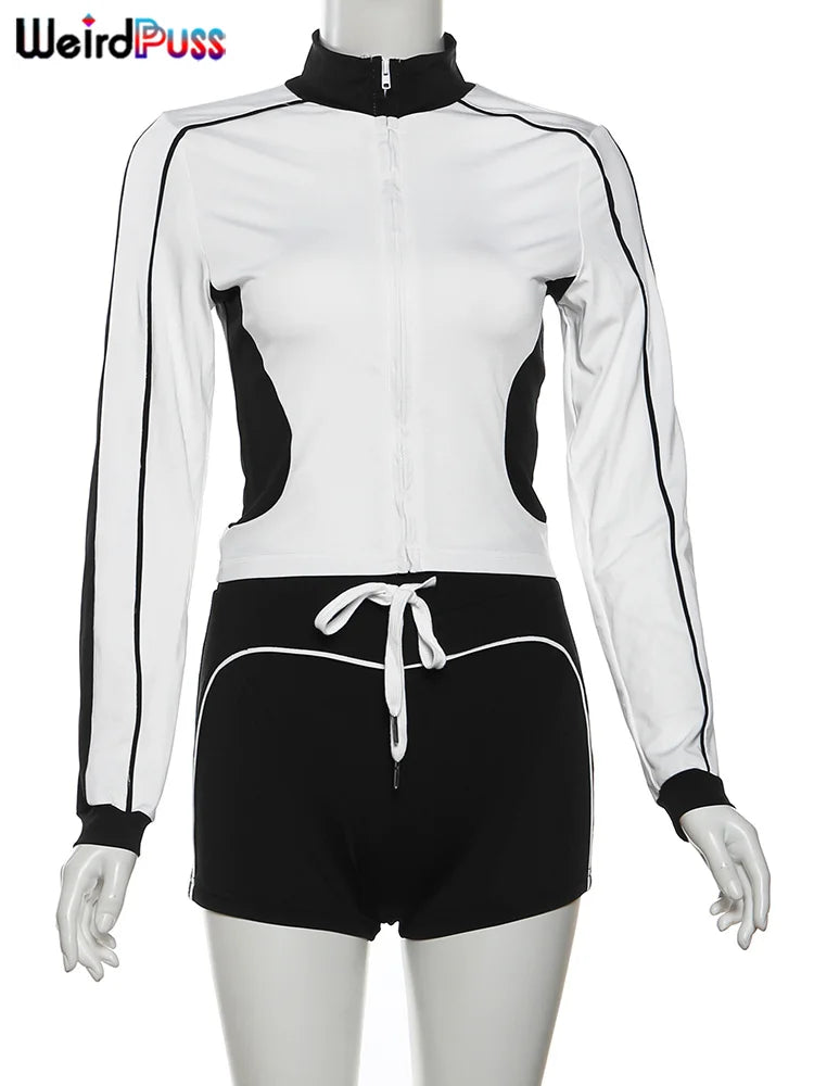 Zip Crop Jacket & Shorts Tracksuit Set