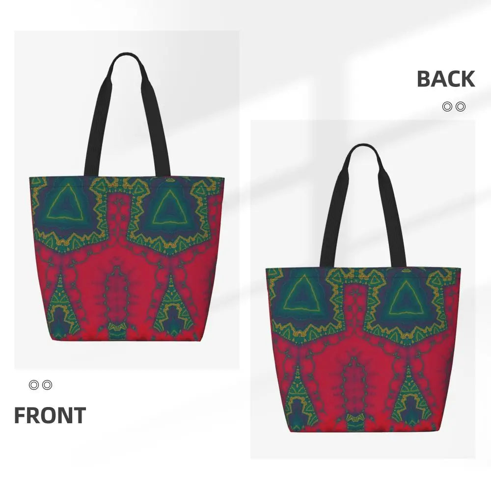 African Ankara Print Canvas Tote Bag | Washable Bohemian Shoulder Shopper