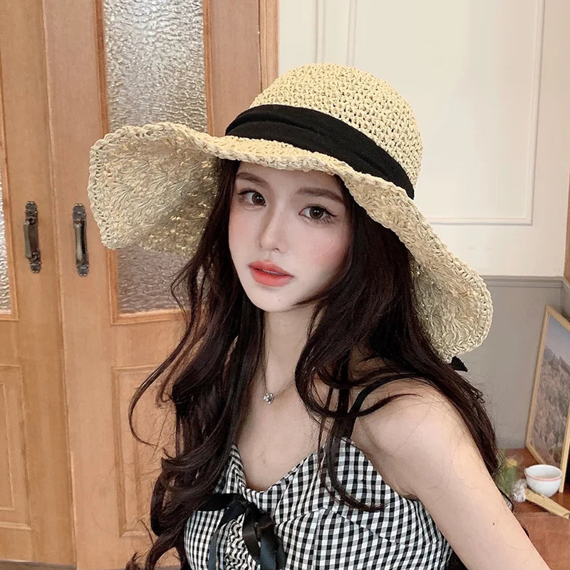 Foldable Big Brim Straw Panama Sun Hat