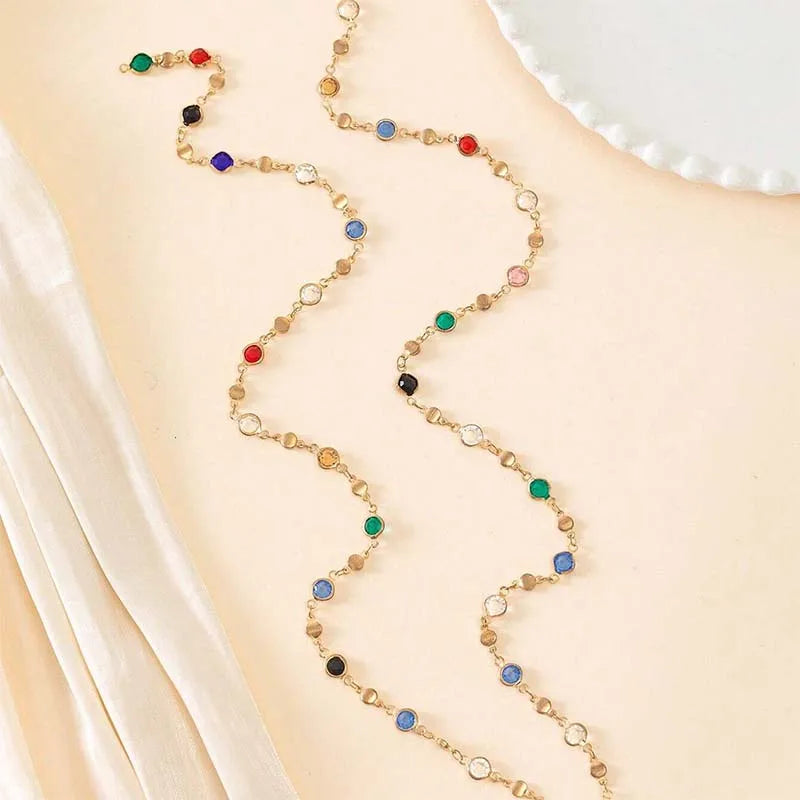 Colorful Long Tassel Rhinestone Choker Necklace | Boho Crystal Zircon Statement Necklace for Women