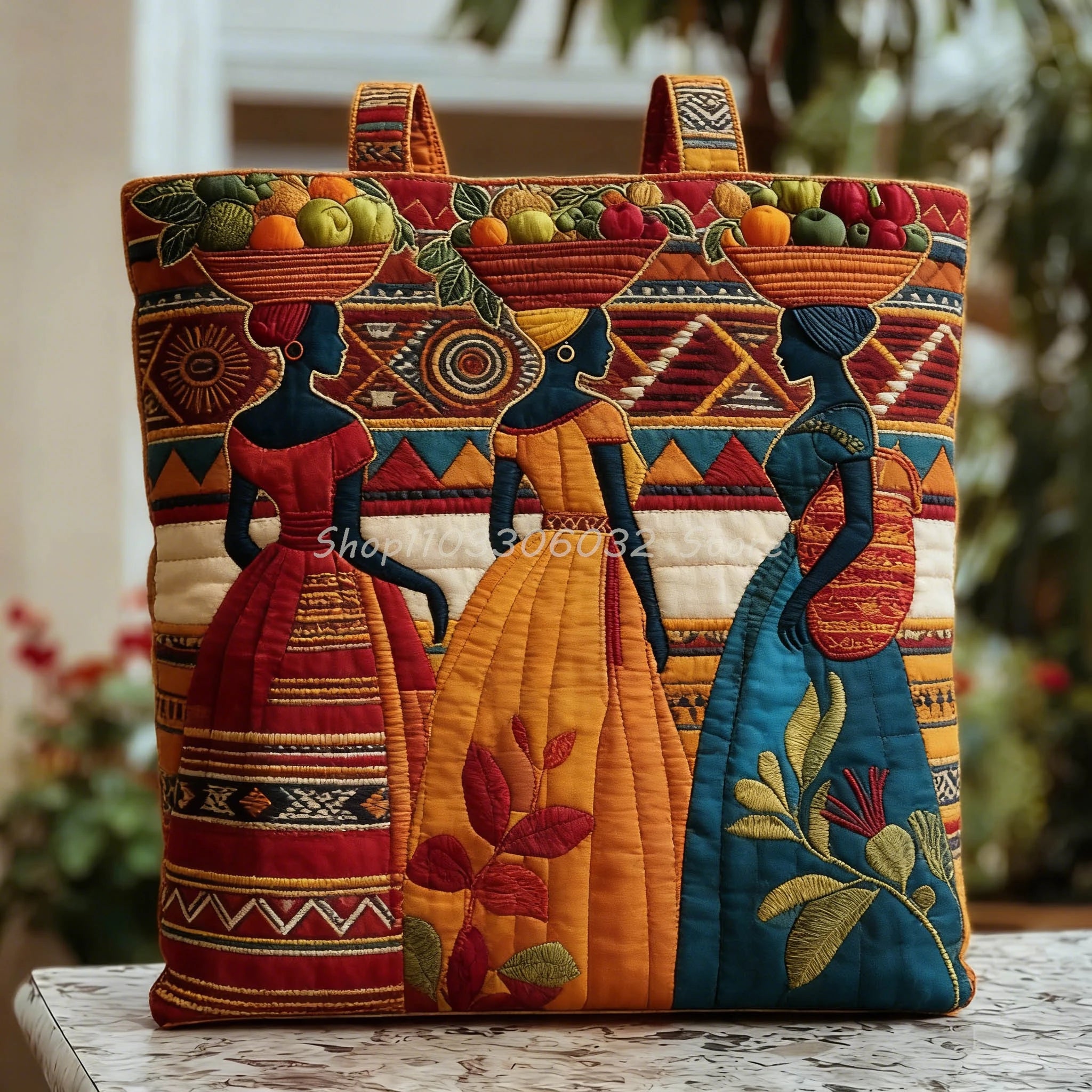 African American Vintage Quilted Tote | Outdoor Weekender Travel Bag
