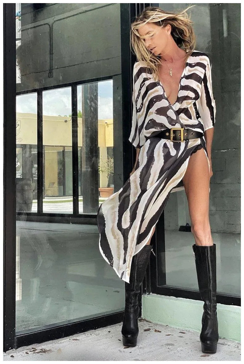 Tie Dye Open Front Beach Cover-Up Dress | Flowy Maxi Swimsuit Cover Up for Women